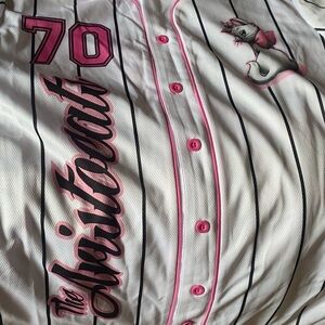 White and Pink Aristocats Baseball Jersey